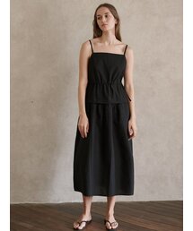 Cotton Washing Sleeveless Dress - Black