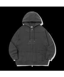 SYMBOL MATCH PIGMENT ZIP-UP HOODIE_CHARCOAL