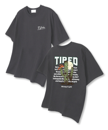 タイアルドオーバーサイズ半袖Tシャツダークグレー