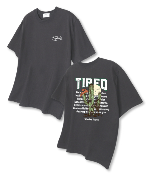 TI.GLAKE(ティーグレイク)の「タイアルドオーバーサイズ半袖Tシャツダークグレー(Tシャツ/カットソー・レディース・その他・LARGE/X-LARGE/XX-LARGE)」の1枚目の写真