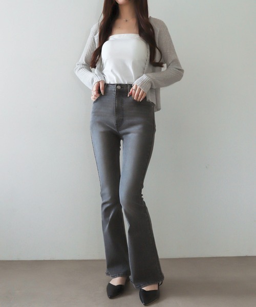 WEGO（ウィゴー）の「WEGO/【26年春夏新作】ストレッチフレアデニムパンツ（デニムパンツ・レディース・ブラック系2/インディゴブルー/ブラック系3・SMALL/MEDIUM）」の5枚目の写真