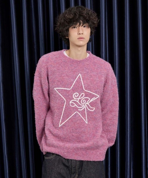 WaiKei(ワイケイ)の「★K-POPアイドル着用【UNISEX】Wai Kei/スターブークレニット(ニット/セーター・レディース・ブルー/ピンク・MEDIUM/LARGE)」の6枚目の写真