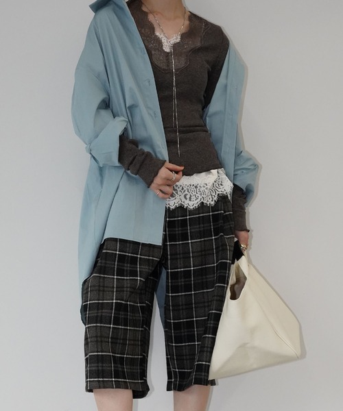 chuclla(チュクラ)の「バックオープンオーバーシャツ chw26s035(シャツ/ブラウス・レディース・ブルーグリーン/ライトイエロー・FREE)」の13枚目の写真