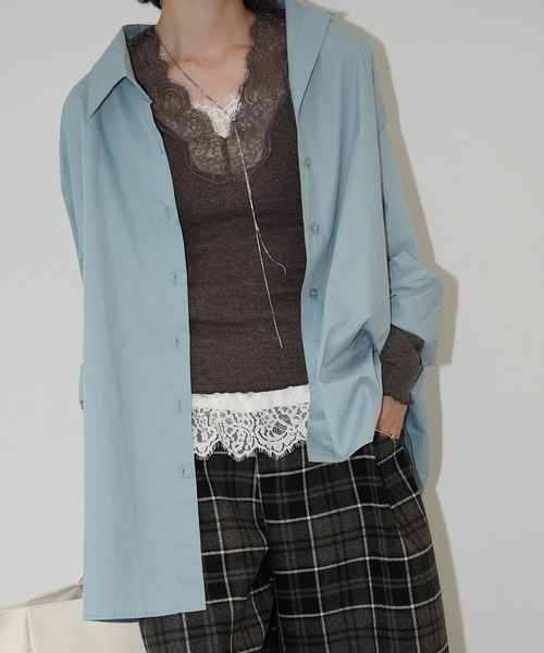 chuclla(チュクラ)の「バックオープンオーバーシャツ chw26s035(シャツ/ブラウス・レディース・ブルーグリーン/ライトイエロー・FREE)」の11枚目の写真