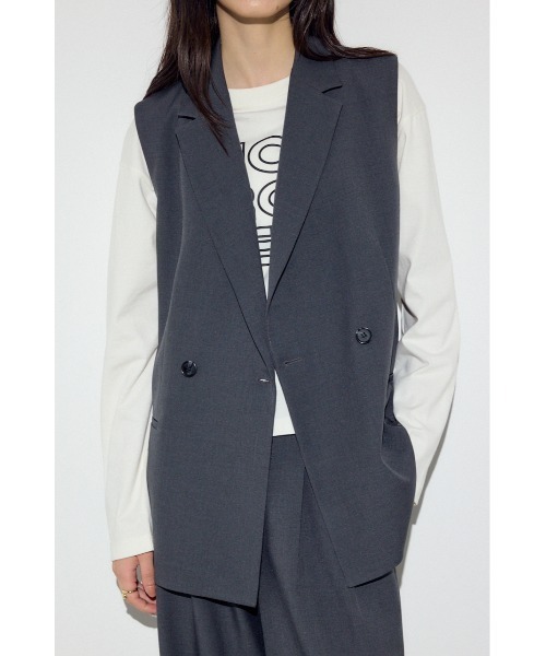 AZUL by moussy(アズールバイマウジー)の「テーラードジレ(ベスト・レディース・杢グレー/ブラック/ベージュ・FREE)」の2枚目の写真
