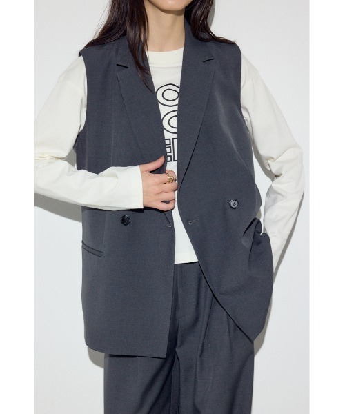 AZUL by moussy(アズールバイマウジー)の「テーラードジレ(ベスト・レディース・杢グレー/ブラック/ベージュ・FREE)」の16枚目の写真