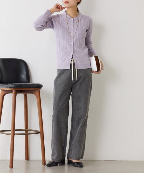 Jena espace merveilleux（ジェナ　エスパスメルヴェイユ）の「【ZOZOTOWN限定】ポロニットカーディガン（ニット/セーター・レディース・グレー/パープル/ブラック・FREE）」の22枚目の写真