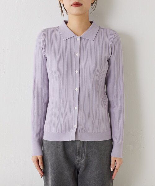 Jena espace merveilleux（ジェナ　エスパスメルヴェイユ）の「【ZOZOTOWN限定】ポロニットカーディガン（ニット/セーター・レディース・グレー/パープル/ブラック・FREE）」の14枚目の写真