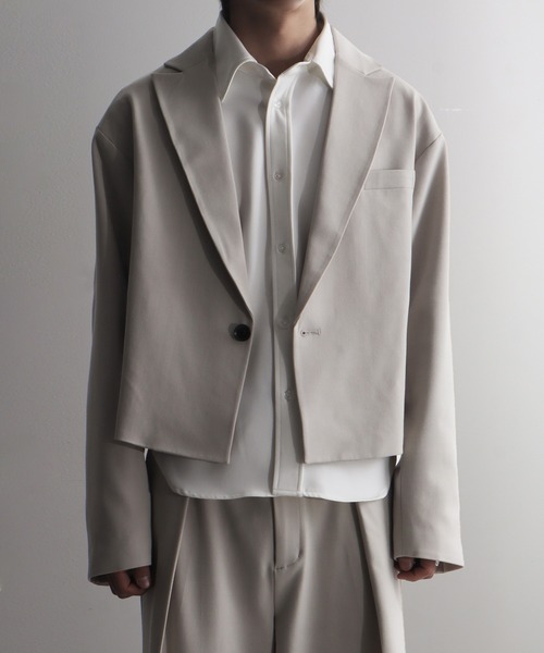 welise(ウェライズ)の「【welise-TSUKUROI-】WOOL MIX 540gTR 1B Short Tailored Jacket/ショートシングルテーラードジャケット(テーラードジャケット・メンズ・ブラック/オフホワイト・S/M/L)」の2枚目の写真