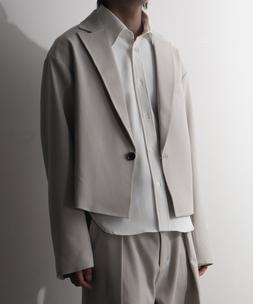 welise(ウェライズ)の「【welise-TSUKUROI-】WOOL MIX 540gTR 1B Short Tailored Jacket/ショートシングルテーラードジャケット(テーラードジャケット・メンズ・ブラック/オフホワイト・S/M/L)」の4枚目の写真