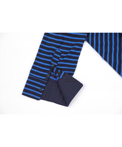 Monkey Flower(モンキーフラワー)の「ワイドシャツ袖ストライプ長袖Tシャツ/SF7WTS02F BLUE(Tシャツ/カットソー・レディース・その他・FREE)」の4枚目の写真