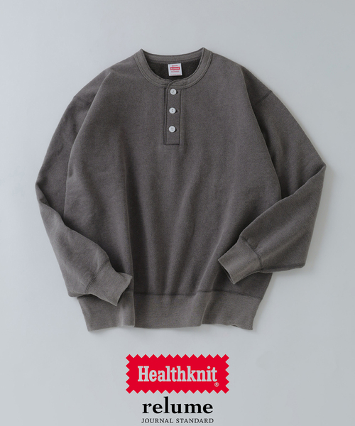 Healthknit(ヘルスニット)の「Healthknit / ヘルスニット 別注 ヴィンテージ ヘンリーネック スウェット(スウェット・メンズ・ピンク/モスグリーン/ボルドー/ブラック系その他/コバルトブルー・MEDIUM/LARGE)」の2枚目の写真