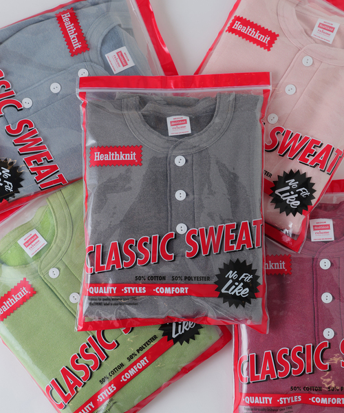 Healthknit(ヘルスニット)の「Healthknit / ヘルスニット 別注 ヴィンテージ ヘンリーネック スウェット(スウェット・メンズ・ピンク/モスグリーン/ボルドー/ブラック系その他/コバルトブルー・MEDIUM/LARGE)」の20枚目の写真