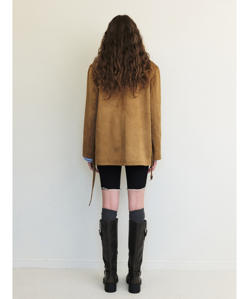 ETMON(エトモン)の「Belted Collar Suede Jacket Camel(Tシャツ/カットソー・レディース・その他・FREE)」の4枚目の写真
