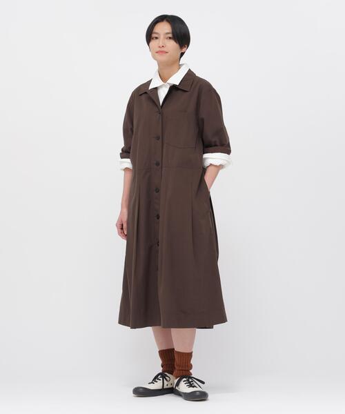 MHL.(エムエイチエル)の「COTTON CUPRA PLAINWEAVE DRESS(ワンピース・レディース・ブラウン系その他2/グリーン系その他7・2/1)」の1枚目の写真