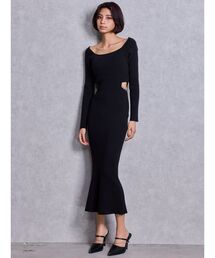 GYDA | GYDA chain SIDE OPENロングフレアニットワンピース(ワンピース)