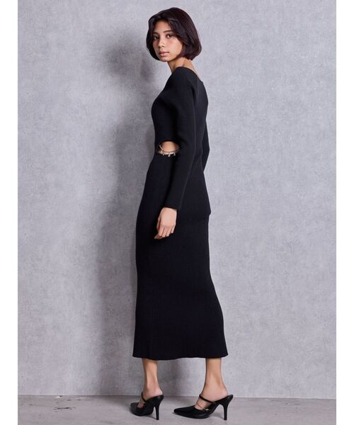 GYDA(ジェイダ)の「GYDA chain SIDE OPENロングフレアニットワンピース(ワンピース・レディース・ブラック/グレー・FREE)」の7枚目の写真