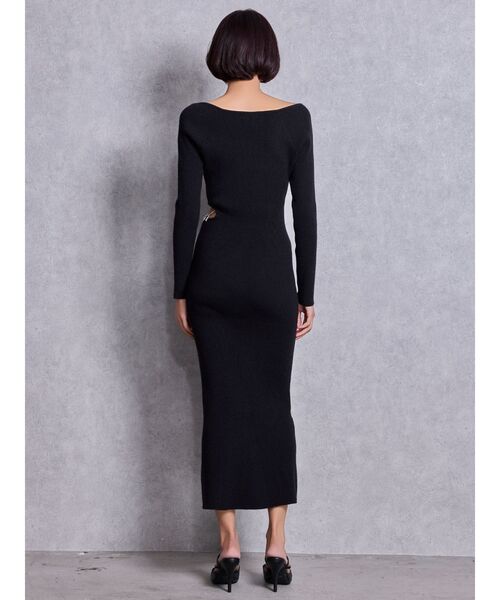 GYDA(ジェイダ)の「GYDA chain SIDE OPENロングフレアニットワンピース(ワンピース・レディース・ブラック/グレー・FREE)」の8枚目の写真