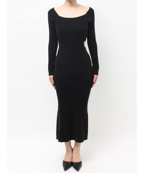 GYDA(ジェイダ)の「GYDA chain SIDE OPENロングフレアニットワンピース(ワンピース・レディース・ブラック/グレー・FREE)」の12枚目の写真