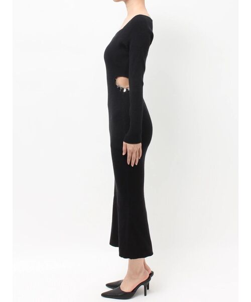 GYDA(ジェイダ)の「GYDA chain SIDE OPENロングフレアニットワンピース(ワンピース・レディース・ブラック/グレー・FREE)」の13枚目の写真