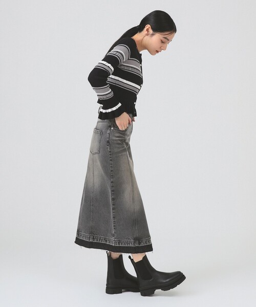 Ray BEAMS（レイビームス）の「オーバーダイ デニム スカート（デニムスカート・レディース・ブラック/ブルー・1/0）」の15枚目の写真