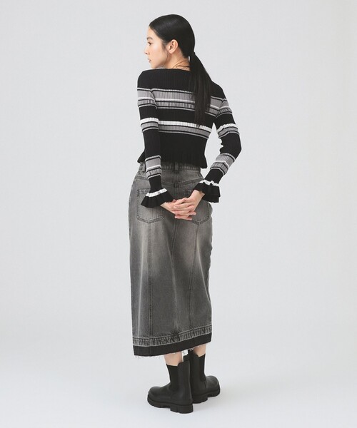 Ray BEAMS（レイビームス）の「オーバーダイ デニム スカート（デニムスカート・レディース・ブラック/ブルー・1/0）」の5枚目の写真