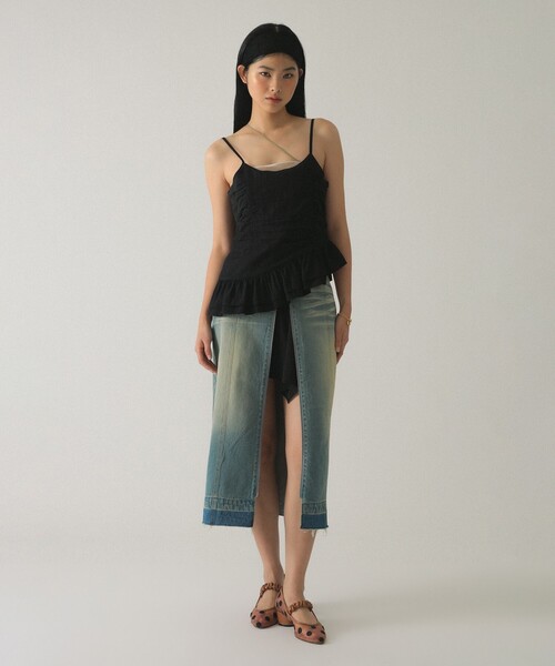 Ray BEAMS（レイビームス）の「オーバーダイ デニム スカート（デニムスカート・レディース・ブラック/ブルー・1/0）」の6枚目の写真