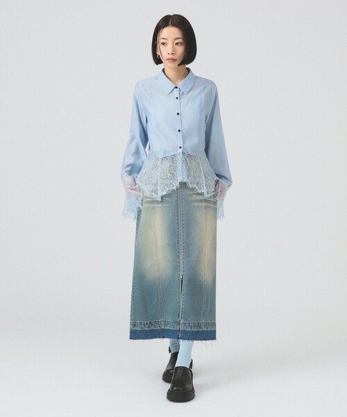 Ray BEAMS（レイビームス）の「オーバーダイ デニム スカート（デニムスカート・レディース・ブラック/ブルー・1/0）」の9枚目の写真