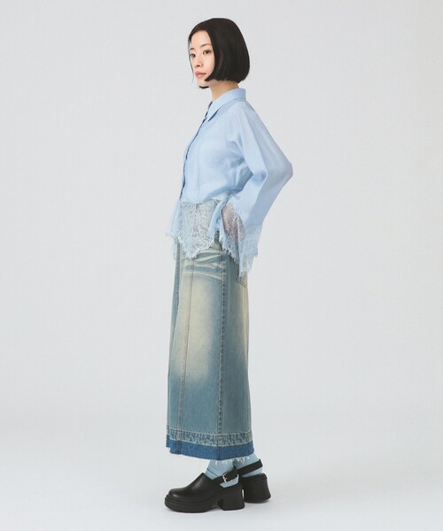 Ray BEAMS（レイビームス）の「オーバーダイ デニム スカート（デニムスカート・レディース・ブラック/ブルー・1/0）」の10枚目の写真