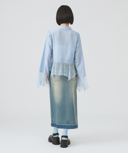 Ray BEAMS（レイビームス）の「オーバーダイ デニム スカート（デニムスカート・レディース・ブラック/ブルー・1/0）」の3枚目の写真