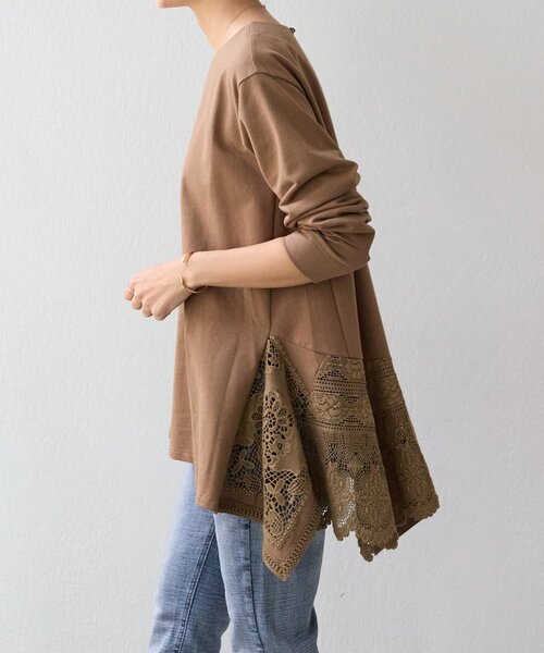 BEARDSLEY（ビアズリー）の「コットンレースカットソー（Tシャツ/カットソー・レディース・モカ/ブラック・FREE）」の7枚目の写真