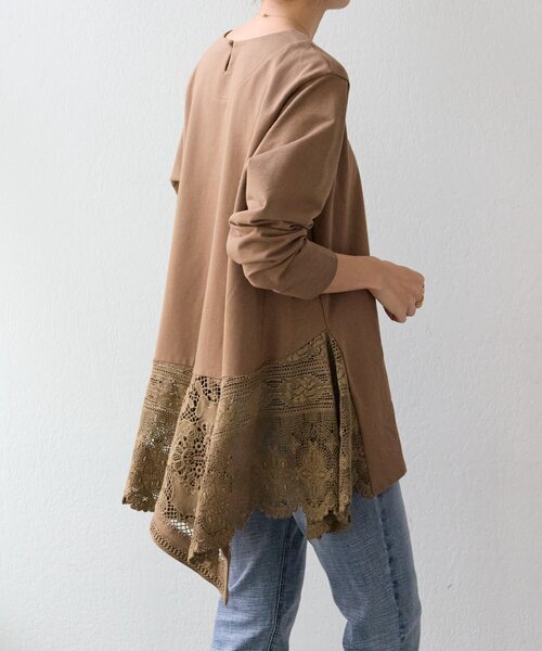 BEARDSLEY（ビアズリー）の「コットンレースカットソー（Tシャツ/カットソー・レディース・モカ/ブラック・FREE）」の9枚目の写真