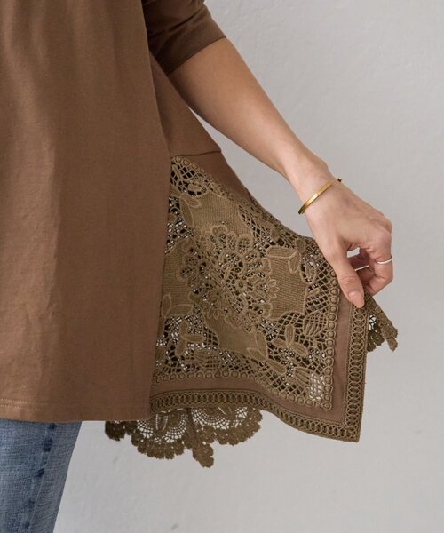 BEARDSLEY（ビアズリー）の「コットンレースカットソー（Tシャツ/カットソー・レディース・モカ/ブラック・FREE）」の11枚目の写真