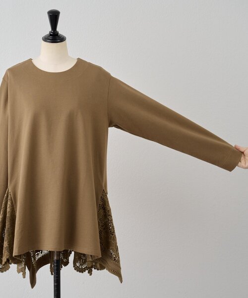 BEARDSLEY（ビアズリー）の「コットンレースカットソー（Tシャツ/カットソー・レディース・モカ/ブラック・FREE）」の17枚目の写真