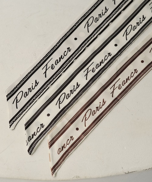 ZAKKA-BOX（ザッカボックス）の「ドット柄リボンスカーフ（バンダナ/スカーフ・レディース・アイボリー/ブラック/ベージュ・FREE）」の4枚目の写真