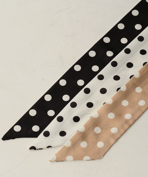 ZAKKA-BOX（ザッカボックス）の「ドット柄リボンスカーフ（バンダナ/スカーフ・レディース・アイボリー/ブラック/ベージュ・FREE）」の5枚目の写真