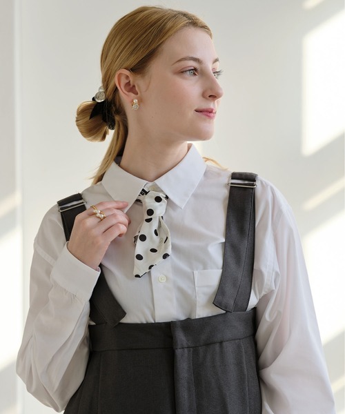 ZAKKA-BOX（ザッカボックス）の「ドット柄リボンスカーフ（バンダナ/スカーフ・レディース・アイボリー/ブラック/ベージュ・FREE）」の18枚目の写真