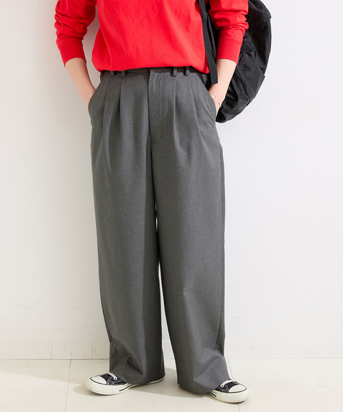 B.C STOCK（ベーセーストック）の「ウォッシャブル / 2タックストレートパンツ（スラックス・レディース・ブラック/チャコールグレー/カーキ・MEDIUM/SMALL）」の3枚目の写真