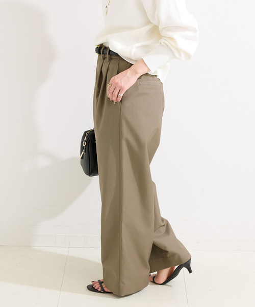 B.C STOCK（ベーセーストック）の「ウォッシャブル / 2タックストレートパンツ（スラックス・レディース・ブラック/チャコールグレー/カーキ・MEDIUM/SMALL）」の4枚目の写真