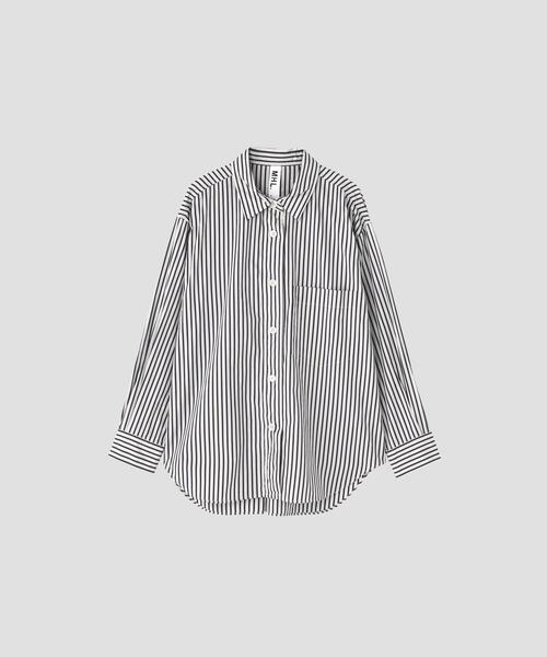 MHL.（エムエイチエル）の「VINTAGE COMPACT COTTON STRIPE（シャツ/ブラウス・レディース・ブルー・2/1）」の7枚目の写真