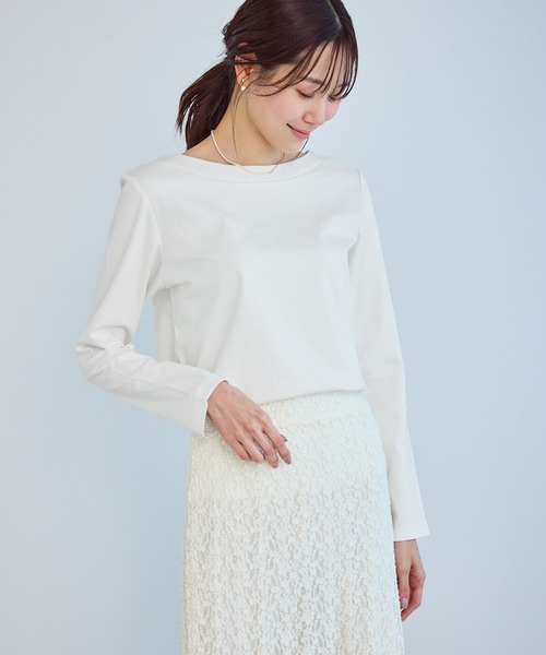 ROPE' PICNIC（ロペピクニック）の「60シルケットボートネックジャケットインナー（Tシャツ/カットソー・レディース・ネイビー/ホワイト・L/M）」の3枚目の写真