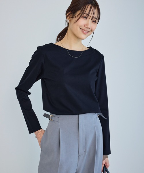 ROPE' PICNIC（ロペピクニック）の「60シルケットボートネックジャケットインナー（Tシャツ/カットソー・レディース・ネイビー/ホワイト・L/M）」の16枚目の写真