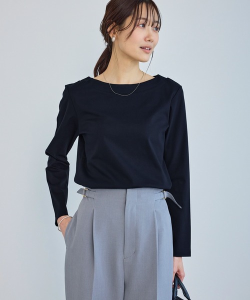 ROPE' PICNIC（ロペピクニック）の「60シルケットボートネックジャケットインナー（Tシャツ/カットソー・レディース・ネイビー/ホワイト・L/M）」の17枚目の写真