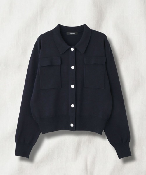 Mac-House(マックハウス)の「milli de l'air ポケット付きポロカーデ(カーディガン/ボレロ・レディース・ブラック/オフホワイト/ピンク/ネイビー・M)」の3枚目の写真