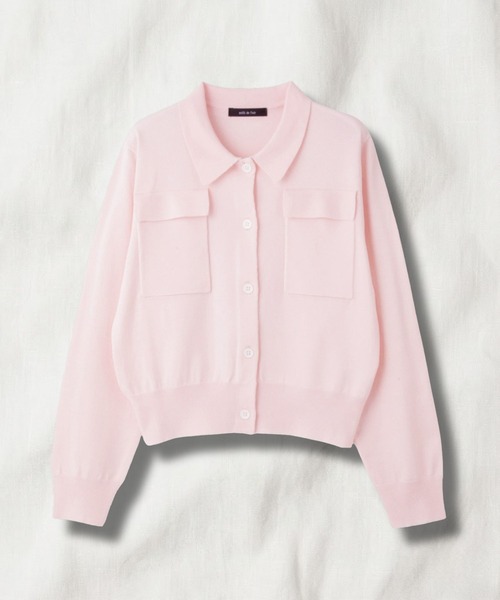 Mac-House(マックハウス)の「milli de l'air ポケット付きポロカーデ(カーディガン/ボレロ・レディース・ブラック/オフホワイト/ピンク/ネイビー・M)」の4枚目の写真