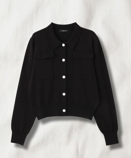 Mac-House(マックハウス)の「milli de l'air ポケット付きポロカーデ(カーディガン/ボレロ・レディース・ブラック/オフホワイト/ピンク/ネイビー・M)」の2枚目の写真