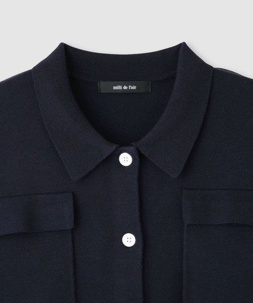 Mac-House(マックハウス)の「milli de l'air ポケット付きポロカーデ(カーディガン/ボレロ・レディース・ブラック/オフホワイト/ピンク/ネイビー・M)」の6枚目の写真