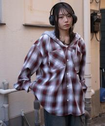 WEGO | WEGO/【26年春新作】オンブレチェックフードシャツ(シャツ/ブラウス)