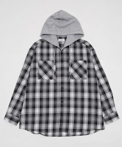 WEGO（ウィゴー）の「WEGO/【26年春新作】オンブレチェックフードシャツ（シャツ/ブラウス・メンズ・ブラック系その他2/ブルー系その他2/レッド系その他2・LARGE/MEDIUM）」の15枚目の写真