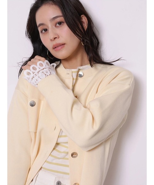 袖口レース金ボタンニットジャケット（ニット/セーター）｜Arpege